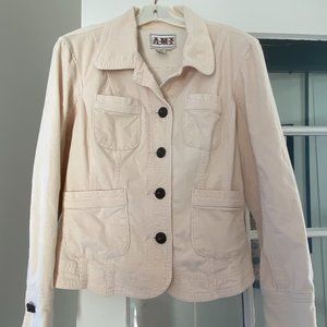 AMX Women's White Thin Corduroy Lightweight Jacket, size Small